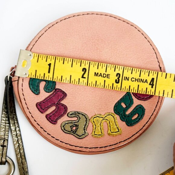 Fossil Leather Round Zip Coin Purse Make A Change with Key Charm - Picture 7 of 7